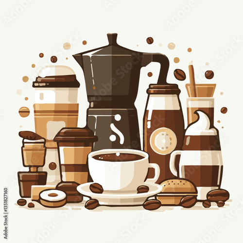 coffee, drink, background, beverage, espresso, cup, cafe, caffeine, food, hot, morning, white, mug, breakfast, brown, aroma, black, fresh, dark, closeup, design, cappuccino, mocha, latte, vector, set,