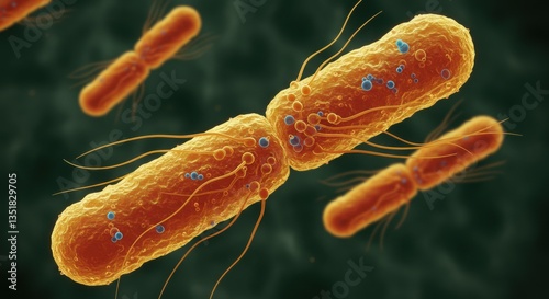 Microbial cells with flags displayed in vivid colors 