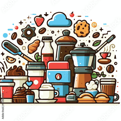 coffee, drink, background, beverage, espresso, cup, cafe, caffeine, food, hot, morning, white, mug, breakfast, brown, aroma, black, fresh, dark, closeup, design, cappuccino, mocha, latte, vector, set,