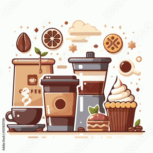coffee, drink, background, beverage, espresso, cup, cafe, caffeine, food, hot, morning, white, mug, breakfast, brown, aroma, black, fresh, dark, closeup, design, cappuccino, mocha, latte, vector, set,