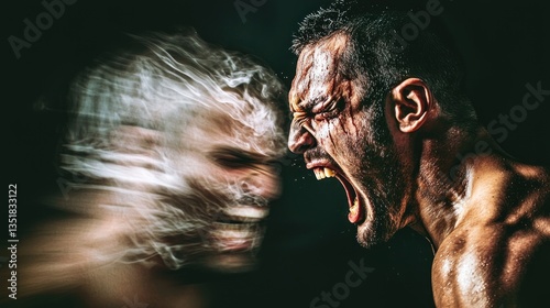 The Struggle Within: A man's inner turmoil depicted through motion blur photography
