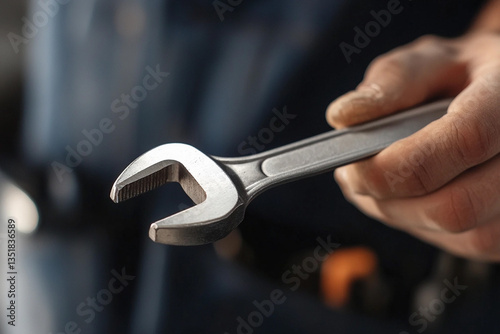 Wallpaper Mural Heavy steel wrench held by skilled worker in industrial setting during daytime Torontodigital.ca