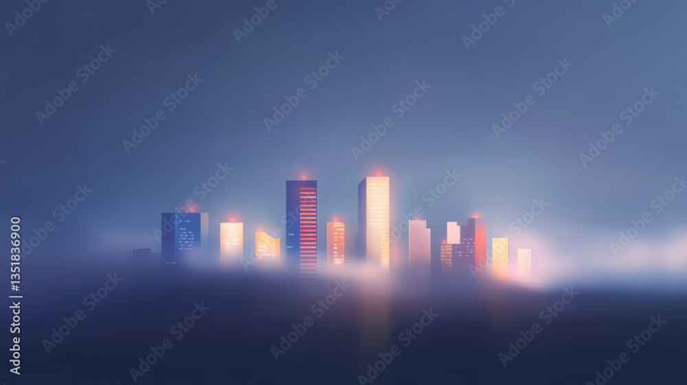 Fototapeta premium Cityscape Emerging from the Fog