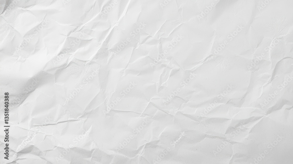 Obraz premium Crumpled White Paper Texture for Background Use in Design and Creative Projects