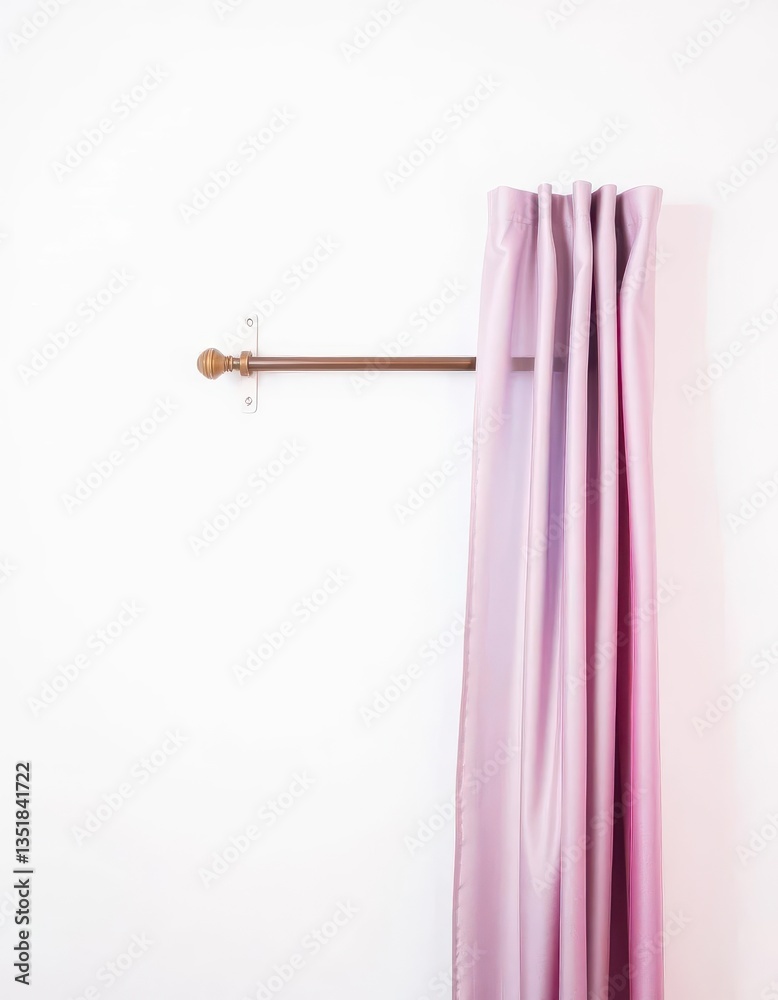 Fototapeta premium A single, lonely curtain rod, stark white background, end visible, backdrop, rod, finish