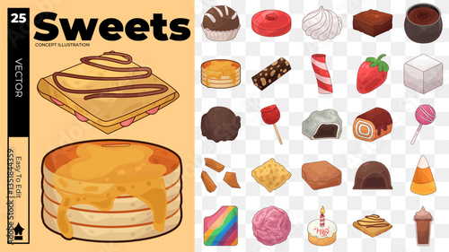 sweets concept illustrations. Set of sweets vector illustrations