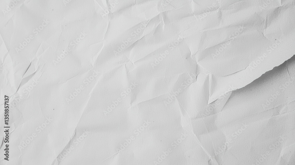 Fototapeta premium Crumpled White Paper Texture Suitable for Background and Overlay in Design Projects