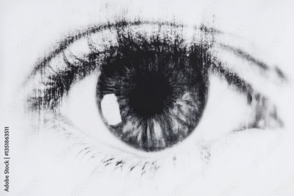 Obraz premium Close-up grayscale eye, detailed view of iris