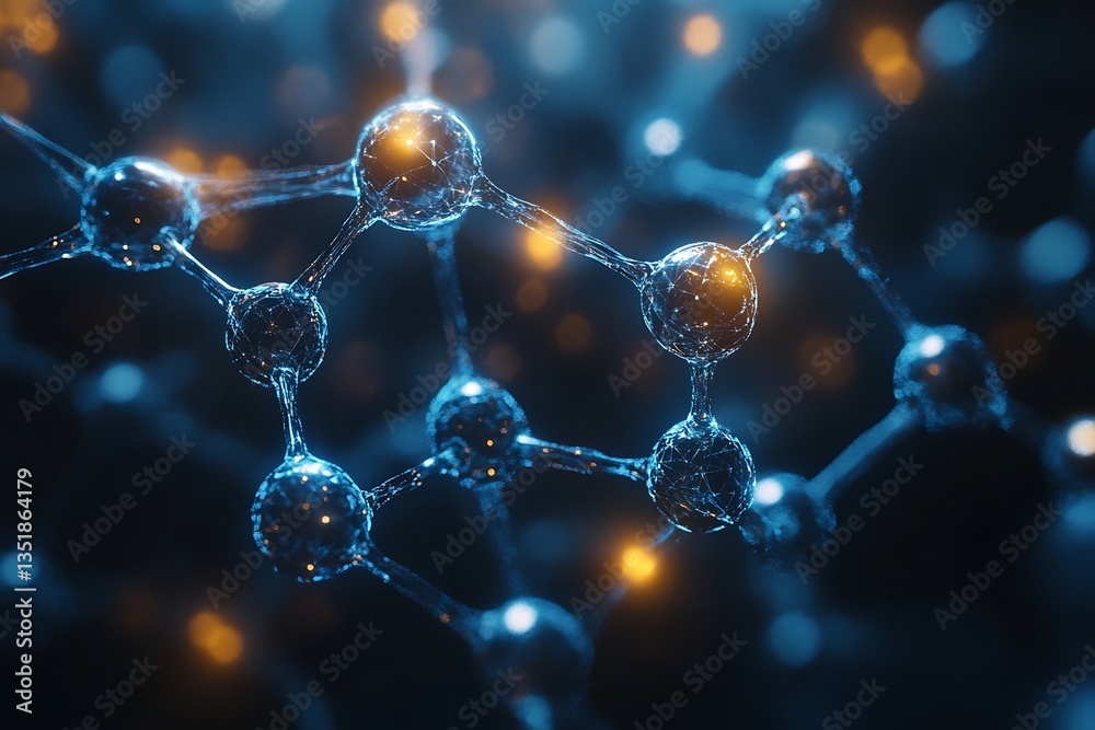 A visualization of futuristic molecules linked by dynamic digital pathways. A visualization of futuristic molecules linked by dynamic digital pathways.