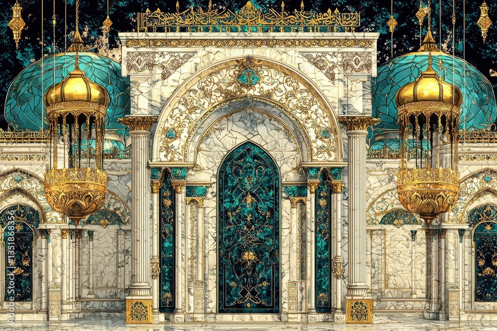 Fototapeta premium Opulent Palace Entrance A Grand Architectural