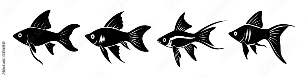 swordtail fish icon, swordtail fish silhouette vector illustration-simple silhouette illustration of swordtail fish, perfect for swordtail fish logos and icons swordtail fish icon, swordtail fish silhouette vector illustration-simple silhouette illustration of swordtail fish, perfect for swordtail fish logos and icons