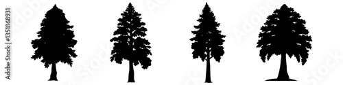 sequoia tree icon, sequoia tree silhouette vector illustration-simple silhouette illustration of sequoia tree, perfect for sequoia tree logos and icons