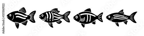 zebra danio fish icon, zebra danio fish silhouette vector illustration-simple silhouette illustration of zebra danio fish, perfect for zebra danio fish logos and icons