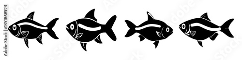 neon tetra fish icon, neon tetra fish silhouette vector illustration-simple silhouette illustration of neon tetra fish, perfect for neon tetra fish logos and icons