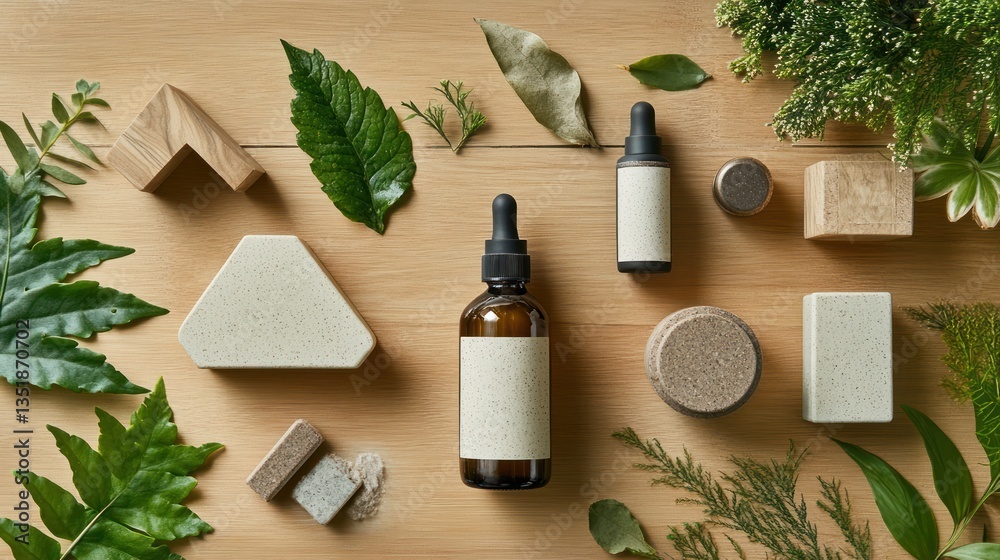 Natural Skincare Products Displayed on Wooden Surface Natural Skincare Products Displayed on Wooden Surface