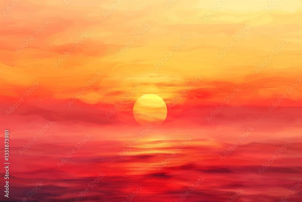 Obraz premium A breathtaking sunset over the ocean, with vibrant hues of orange and red blending beautifully.