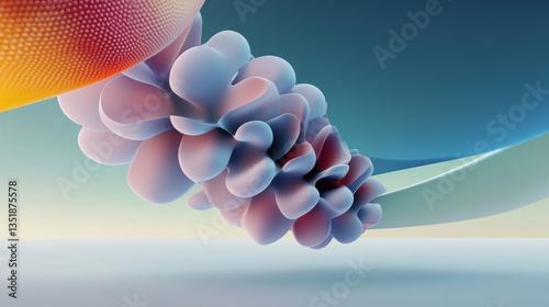 Abstract 3D Shapes in Pastel Colors