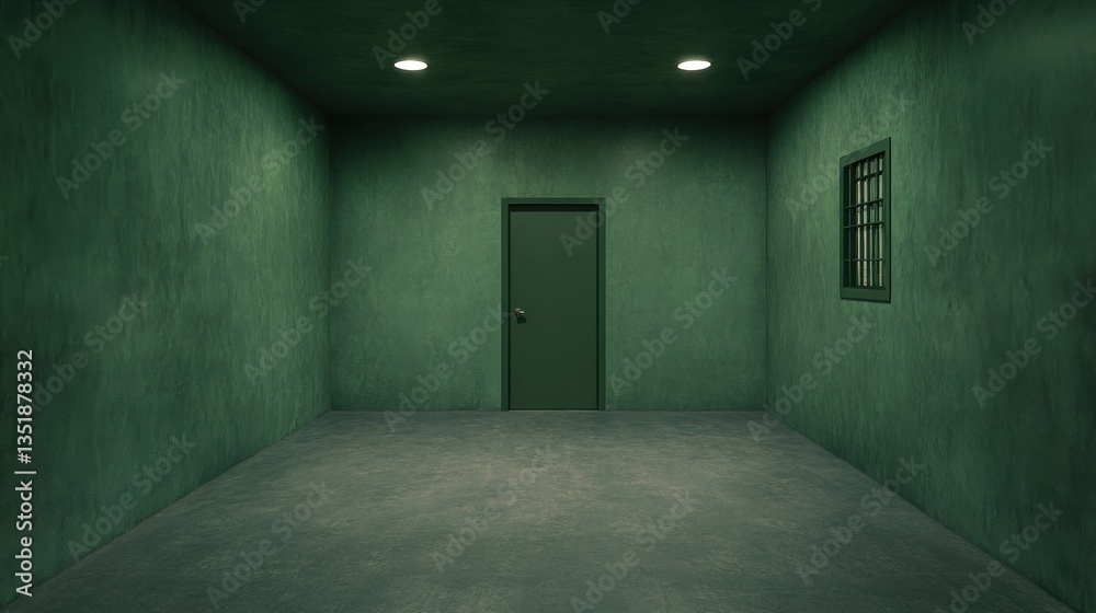 Fototapeta premium Solitary Confinement: A Dark and Gloomy Prison Cell