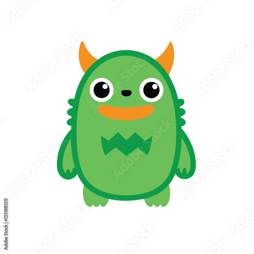 Cute Monster Sticker Icon – Vector Illustration, Kawaii Design, Cartoon Creature