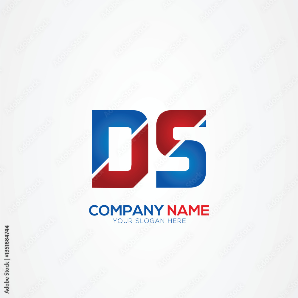 Fototapeta premium DS or SD Creative Modern Letters Logo Design Element red and blue