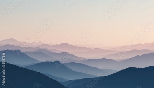 Breathtaking sunrise overlapping mountain ranges serene nature landscape outdoor photography tranquil environment wide-angle view captivating aesthetic