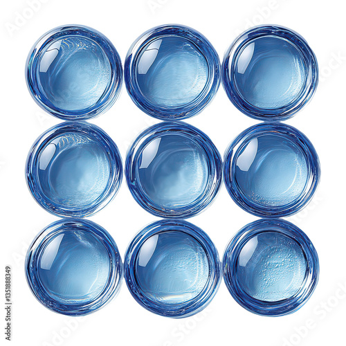 Clear blue water bubbles isolated on transparent background, PNG