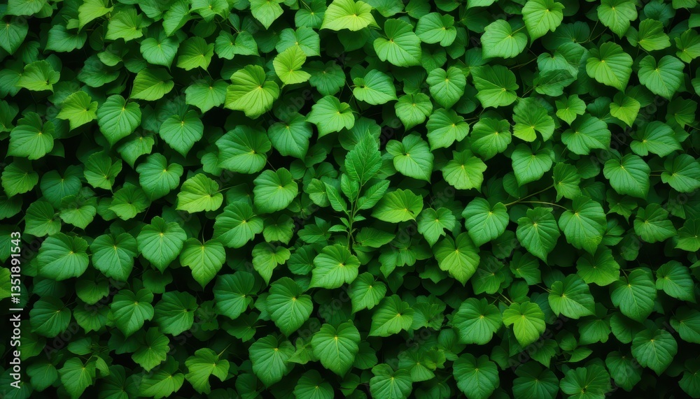 Fototapeta premium Lush green leaves nature plant close-up forest top view organic growth