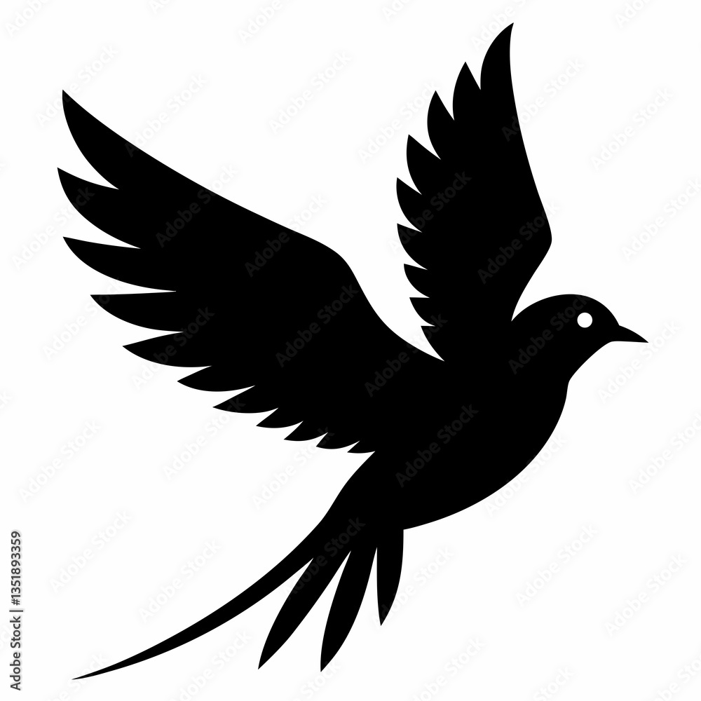 Fototapeta premium Flying beautiful bird silhouette vector