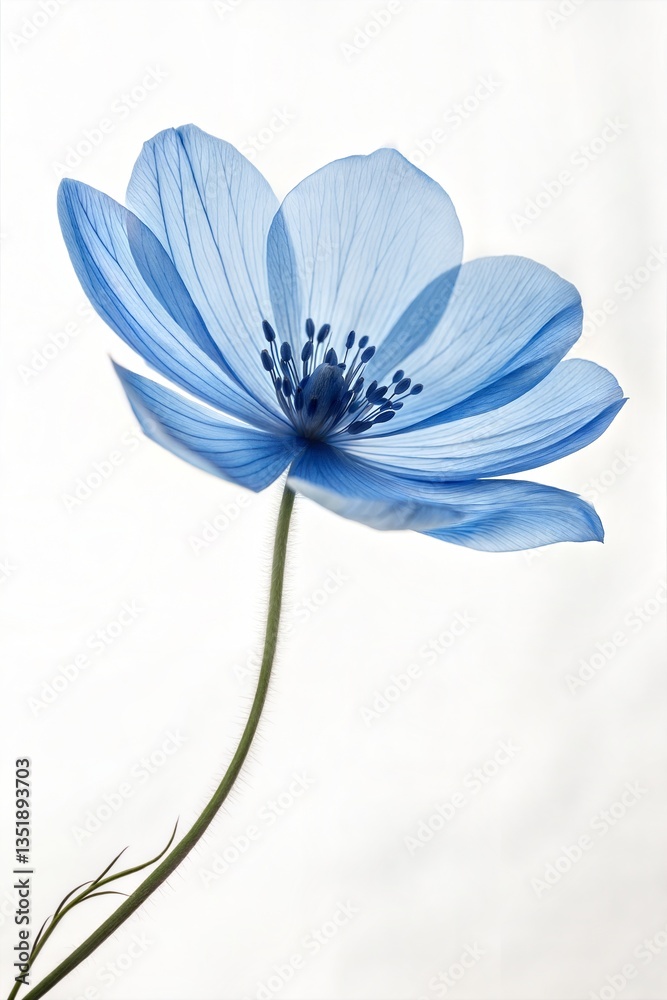 Fototapeta premium Isolated Blue Flower Macro Studio Shot 