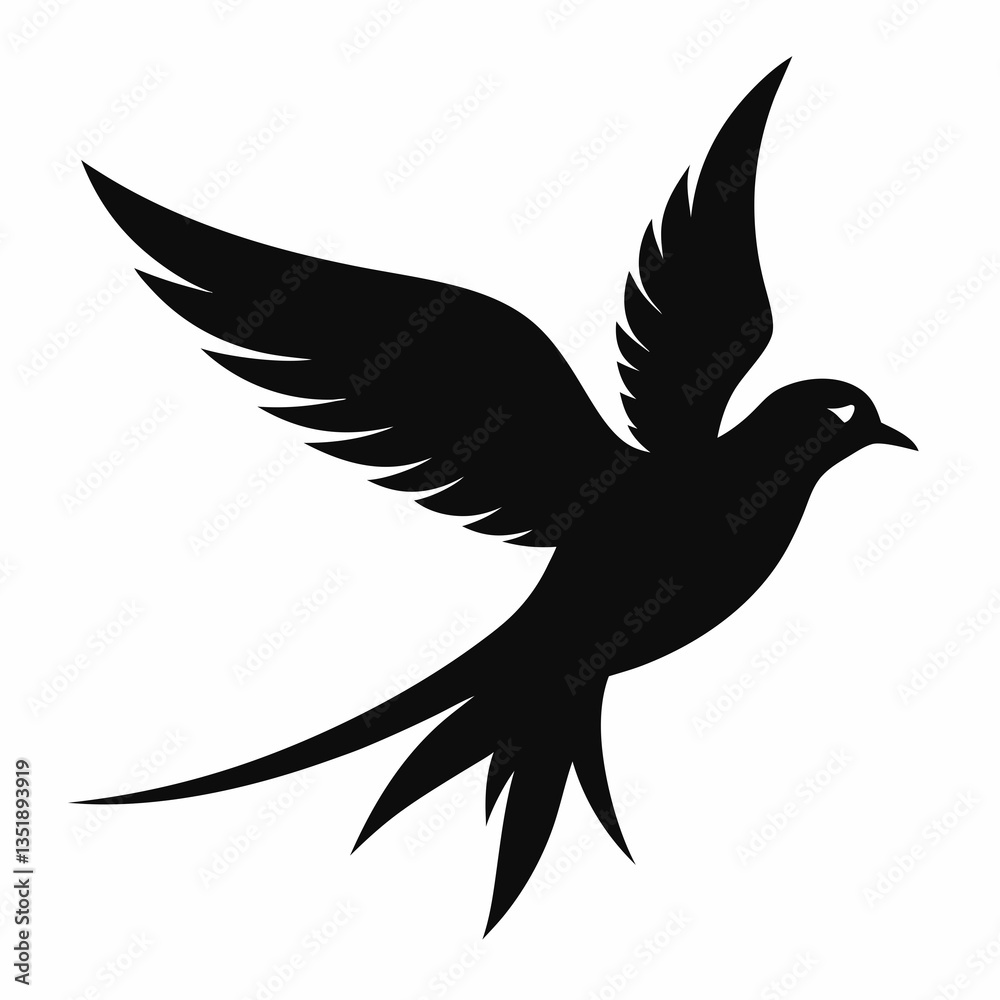 Fototapeta premium Flying beautiful bird silhouette vector