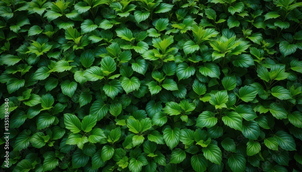 Fototapeta premium Lush green leaves nature close-up vibrant environment overhead view botanical beauty