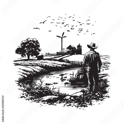 Silhouette designs for farm life and agriculture clipart