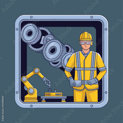 vector icons for robots, artificial intelligence, and the assistance provide in work and security 
