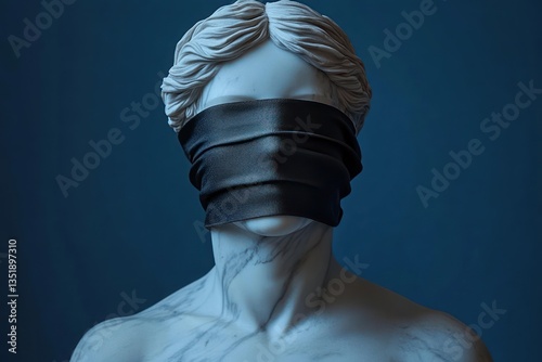 Suppressed Freedom and Expression in a Blindfolded Greek Statue photo