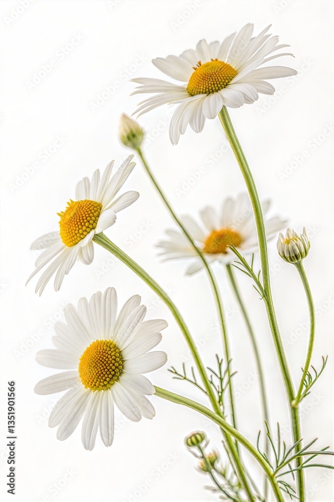 Fototapeta premium Chamomile and Daisy Flowers Isolated on White Background 