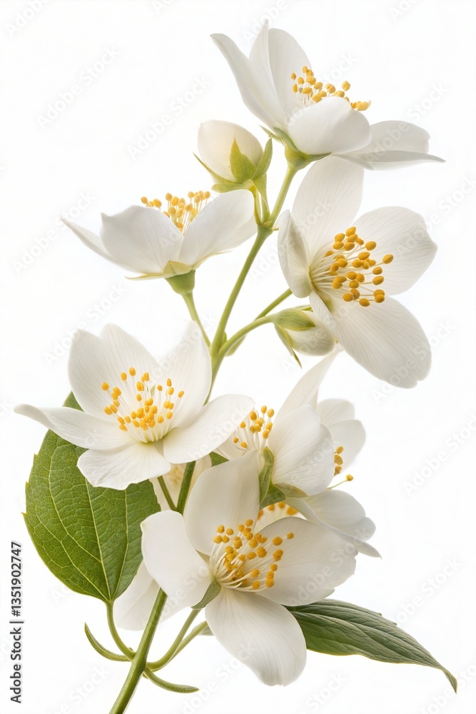 Obraz premium Jasmine flowers isolated on a white background with full depth of field. (Flower)