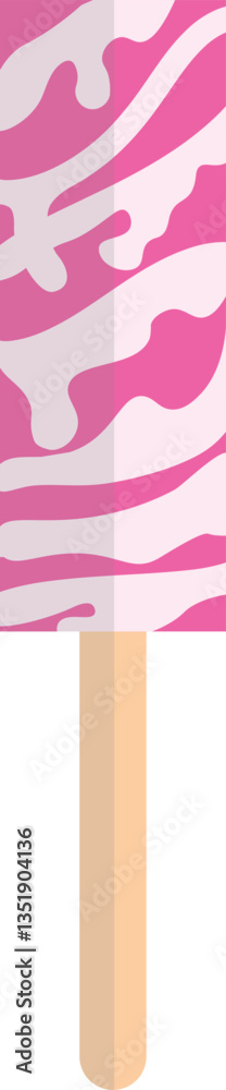 Illustration of a Pink Ice Cream Stick WIth Melted Sauce Illustration of a Pink Ice Cream Stick WIth Melted Sauce