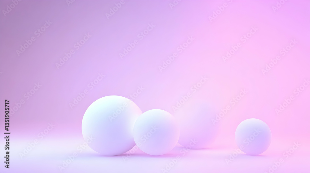 Fototapeta premium Pastel spheres on gradient background; product display; website banner