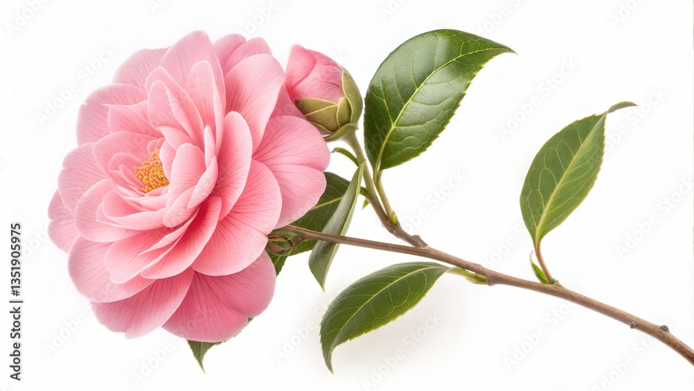 Fototapeta premium Pink Camellia Flower Isolated on White Background 
