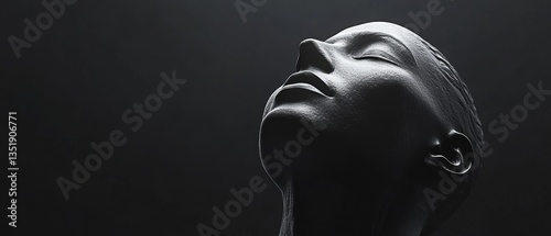 A woman's face is shown in a black background