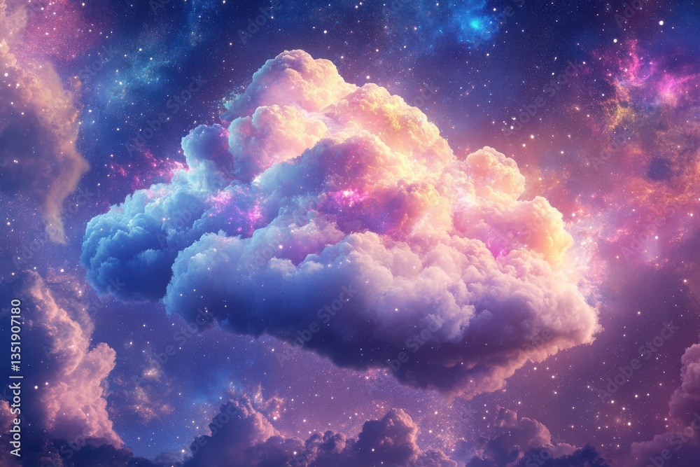 Obraz premium A Floating Abstract Cloud Set Against a Beautiful and Enchanting Cosmic Background