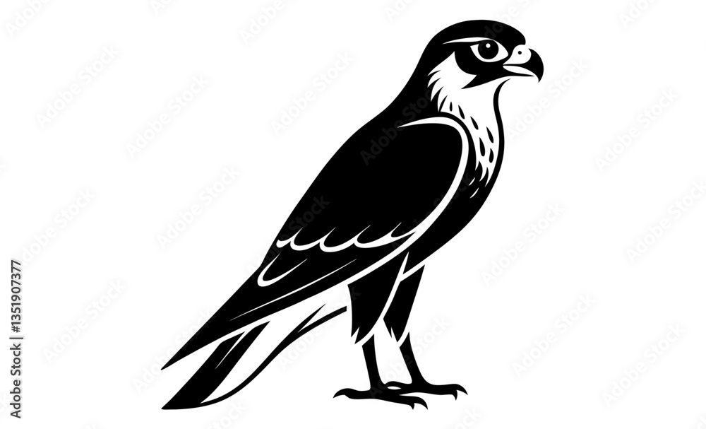 Obraz premium Falcon silhouette, black bird vector illustration