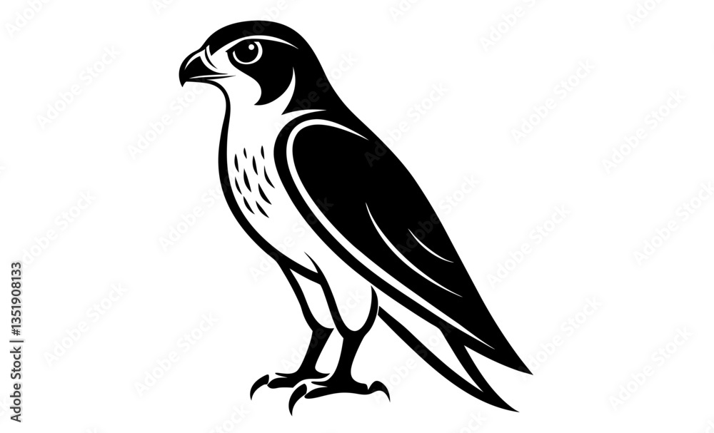 Obraz premium Falcon silhouette, black bird vector illustration