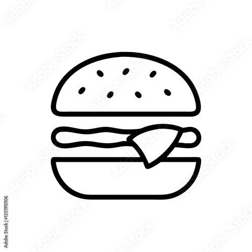 Plant-Based Burger Icon Outline Design  