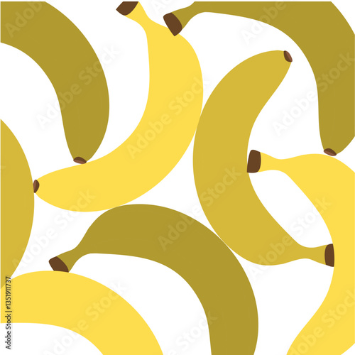 A creative, abstract composition featuring bananas, with geometric patterns and a fusion of vibrant colors.