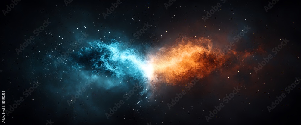 Clash of opposing forces in dark space Clash of opposing forces in dark space