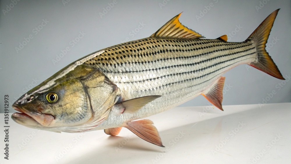 Naklejka premium Goliath Tiger Fish in full view on studio background