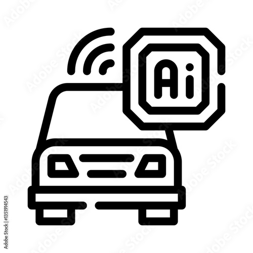 self driving car line icon