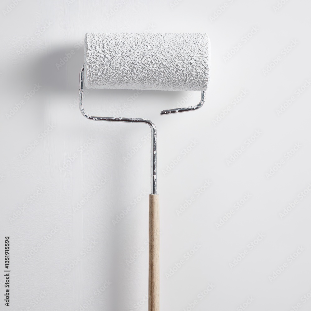 Obraz premium White paint roller against a white wall