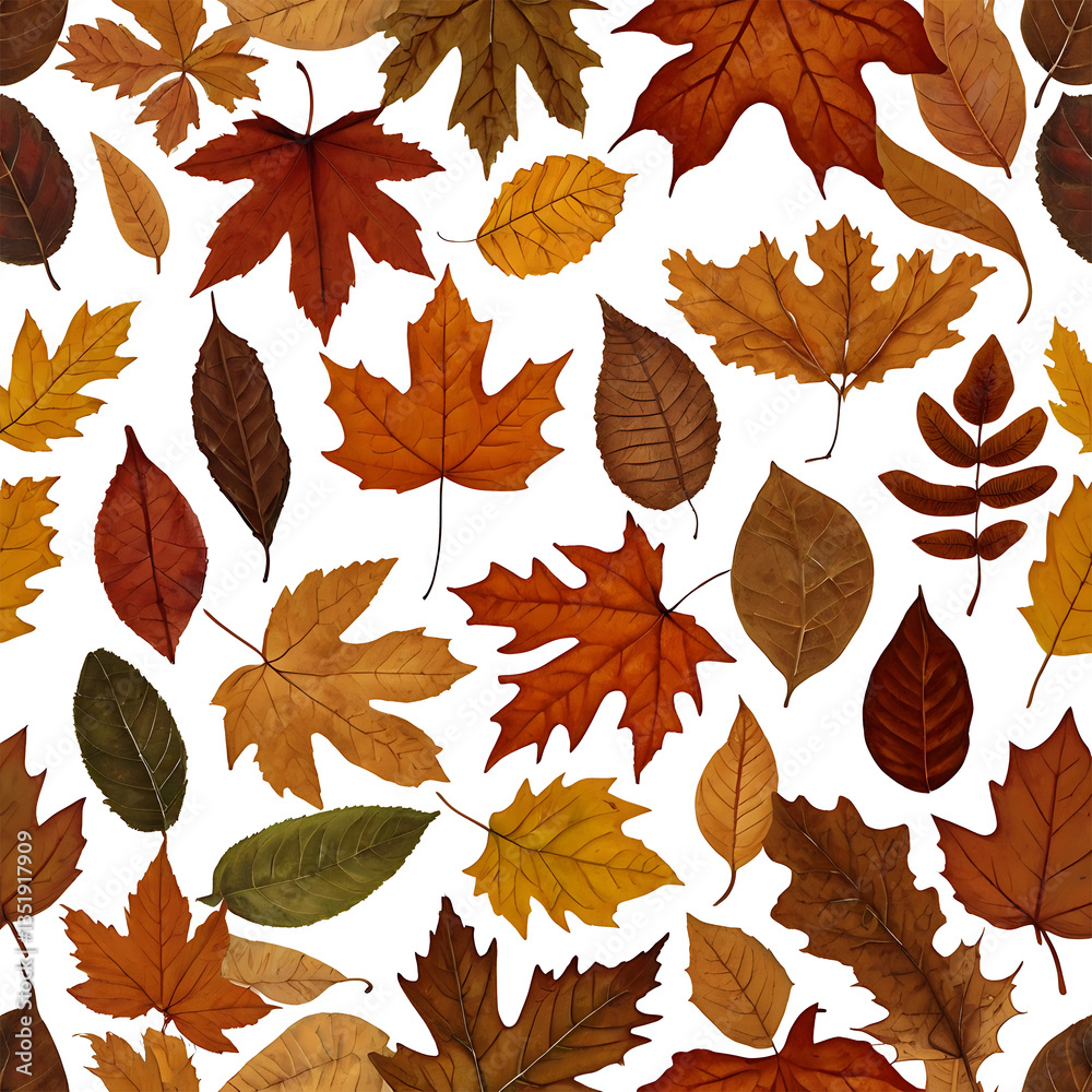 Obraz premium Autumn Leaves PNG. High Quality Transparent Fall Foliage Background. Realistic Autumn Leaves PNG